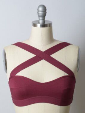 NWT Breathable Cross Strap Bralette Wine Colored Size M